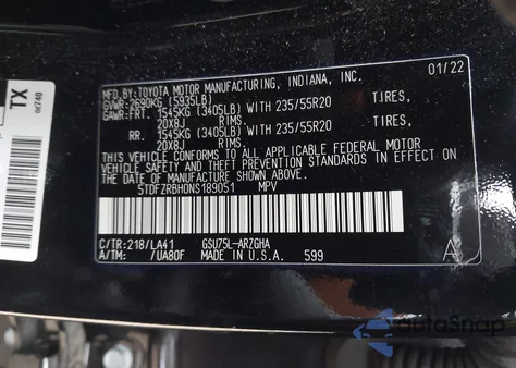 2022 Toyota Highlander Platinum из США, поврежденный, VIN 5TDFZRBH0NS189051